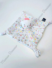 Doudou Plat Chat/Ours Blanc