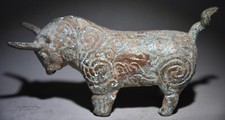 13cm rare Chine antique en cuivre Feng Shui taureau Lucky statue sculpture