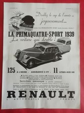 1938 Automobile RENAULT La PRIMAQUATRE SPORT 1939 + Parfum CARON French Cancan