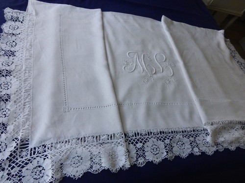 Drap mariage lin ancien - de,