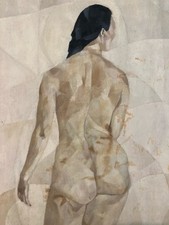 Belle Peinture Nu, Féminin Sur Toile, Non Signé À Identifier Cubisme No Sanyu