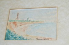 -JOLIE PETITE AQUARELLE XX BORD de MER FALAISE PHARE signé DESTANDAUT sous Verre