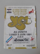 place concert YES Paris zénith billet ticket spectacle 3 juin 1991