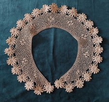 Col ancien guipure d'Irlande début XXème coton beige