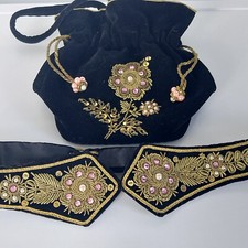 Vintage Sac Minaudière/Ceinture  Soirée  Style Napoleon III /design Zardosi TBE
