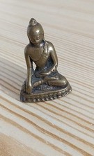 figurine de bouddha assis en méditation, laiton cuivré, de poche 48mm x 35mm
