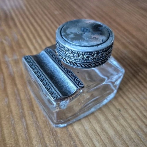 French vintage glass inkwell - vintage,
