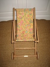 Jouet ancien Poussette Chaise en Bois poupée baigneur DEJOU