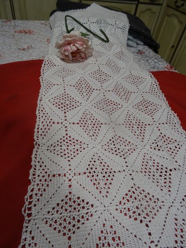 Vintage blanc jeté table - jeté, de
