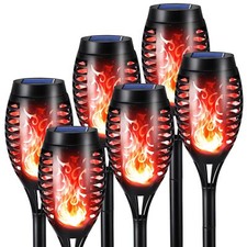Lumiere Flamme Solaire Exterieure 6 Pack Etanche Lampe Torche Solaire Lampes ...