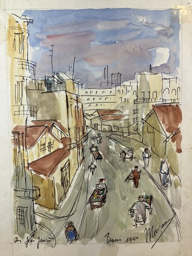 Aquarelle orientaliste maghreb - aquarelle,