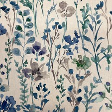 Coussin Rideau Tissu En Coton Cobalt Fleurs Sauvages iLiv 2,4 Mètres