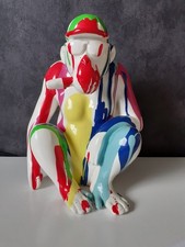 Statue gorille résine singe multicolore assis H26 cm