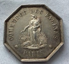 JETON ROYAL  EN ARGENT MASSIF 1860 COMMERCE DES FARINES PARIS