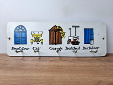 Porte-Clés Mural Vintage Anglais - 5 Crochets en Matériau Style Formica - Motifs