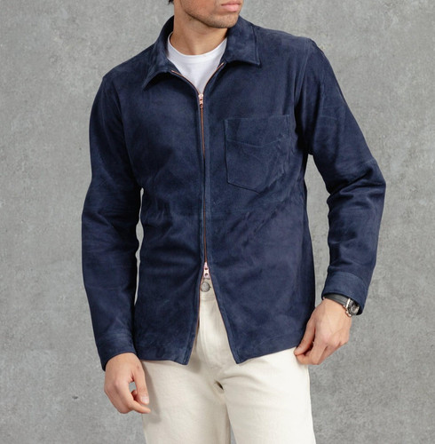Veste cuir bleu cafe - veste, en