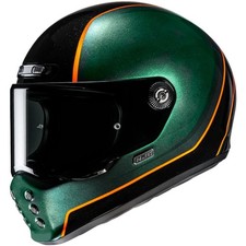 Casque De Moto M - HJC V10 Hodu - Casque Intégral Vintage Vert-Noir-Orange