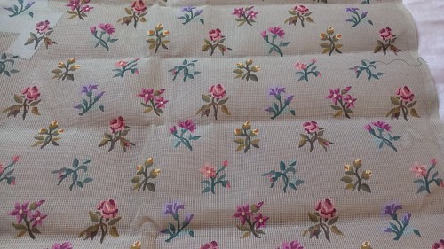 Ancien canevas fleuri faire - canevas,