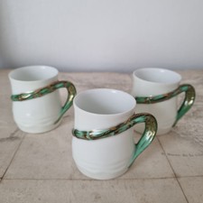 HAVILAND 3 Tasses Signées Porcelaine BAMBOU Limoges USA President Hayes