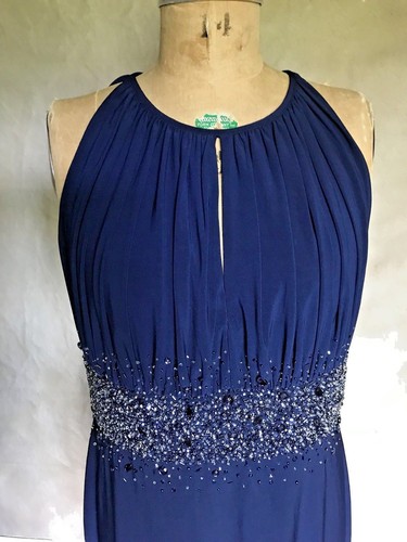 Navy blue beaded gown - navy,