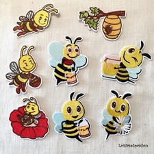 ÉCUSSON PATCH thermocollant, COLLECTION ABEILLE MIEL RUCHE FLEUR Modèle au choix
