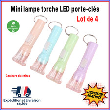Mini lampe torche LED porte-clés – Lot de 4 – Couleurs pastel – Eco-responsable