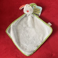 🇫🇷 DOUDOU PLAT GRELOT ACTION JURONG PLUSH CHIEN COCARD GRIS VERT 100 % NEUF