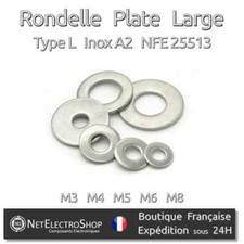 Rondelle Large (L) Inox A2, M3 M4 M5 M6 M8, Lot 5 à 100 pcs