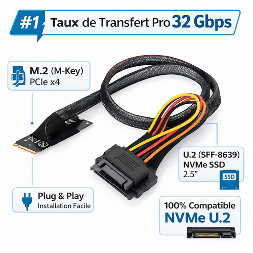 Adaptateur key vers u 2 - m.2,