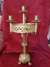BOUGEOIR CANDELABRE/BRONZE/STYLE GOTHIQUE/CHATEAU?EGLISE?/XIXè/H.42cm/4 BOUGIES
