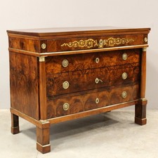 Commode d'époque Empire -en noyer et marqueterie de laiton- Italie 19ème siècle