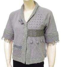Gilet cache coeur cardigan femme court fantaisie gris SO & CO NEFERTITI