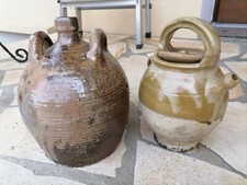Antique French Gargoulette and old oil bottle in good condition.