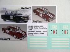 RS127 SIMCA 1500 n°132 Rallye Monte Carlo 1966 decal ReStart 1/43 Norev kiosque