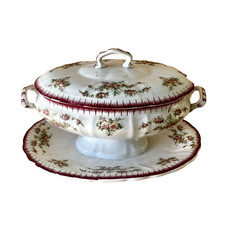 Grande saucière ancienne St Amand & Hamage Floreal Faïence Terre de Fer