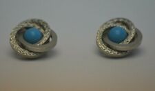 ANCIENNE PAIRE DE BOUCLE D OREILLE AVEC PERLE BLEU FERMETURE A PINCE PAS COLLIER