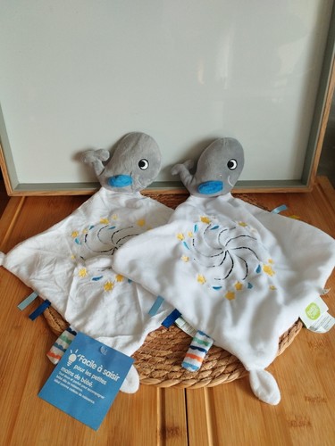 Doudou baleine gris - , bleu