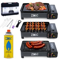 ZMC 2in1 Réchaud Gaz Réchaud + Barbecue à Gaz Avec Cartouches de Gaz, Plaque