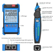 Testeur de Câble Réseau RJ45 RJ11, Écran LCD, 400m, PoE & NCV, WT440
