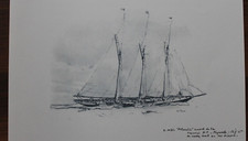 Lithographie bateau 3 mats de Marin Marie. peintre de la marine 