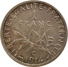 FRANCE 1 FRANC SEMEUSE 1914 C SUP+