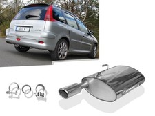 FOX Inox Échappement Sport Peugeot 206 Sw 1x88x74mm Ovale Roulé Biseauté