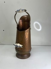 Seau à charbon en cuivre estampillé Nihof made in Holland poignée céramique