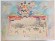 D.BELAYA FEODOR TAMARSKY RUSSES GOUACHE THEATRE RIDEAU DE SCENE 1990