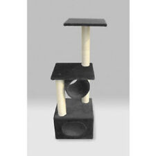 Arbre à chat noir en sisal et peluche de marque RODO - Hauteur 1 m