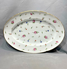 Niderviller Spectaculaire Grand Plat Ovale Porcelaine 18ème Semi Roses & Fleurs
