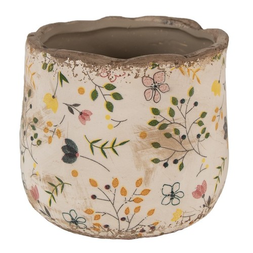 Pot fleuri champêtre beige