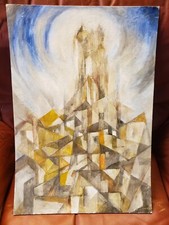 Huile Sur Carton Serge ARNOUX village Vintage