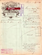 Document du 26/09/1884 HURTU Machines à coudre - Paris 75