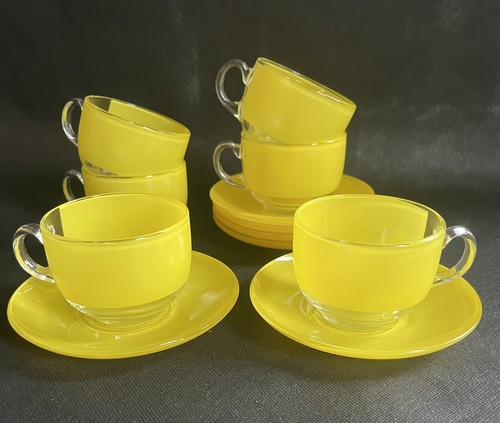 Six paire tasses jaunes - tasses,